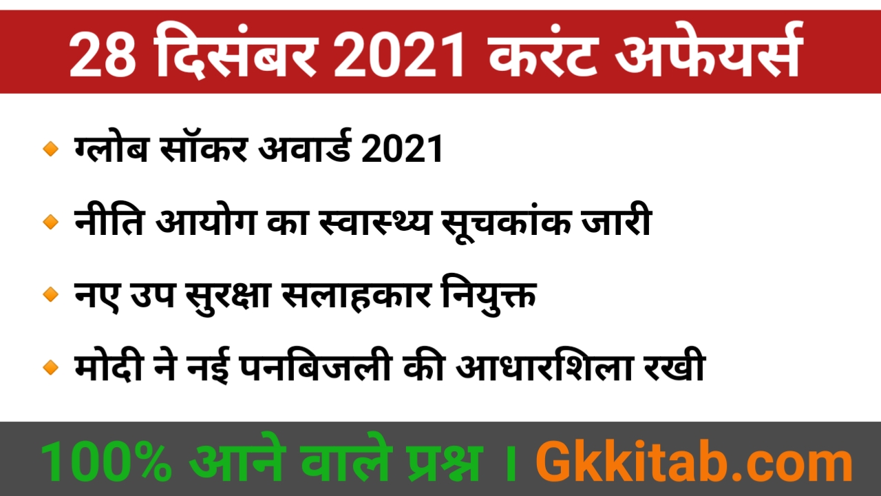28 December 2021 Current Affairs in Hindi
