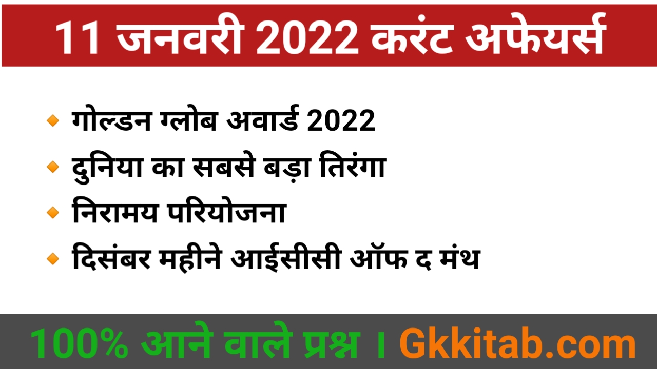 11 January 2022 Current Affairs in Hindi